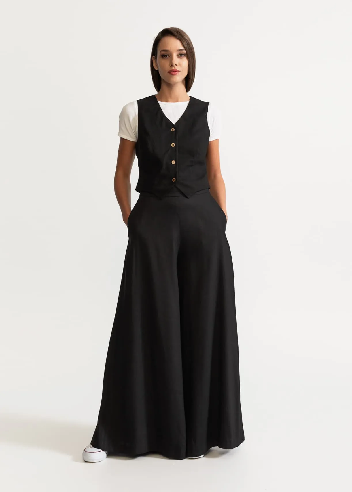 Women's Palazzo Linen Pants Black sold by Ivalo.com product image thumbnail 5