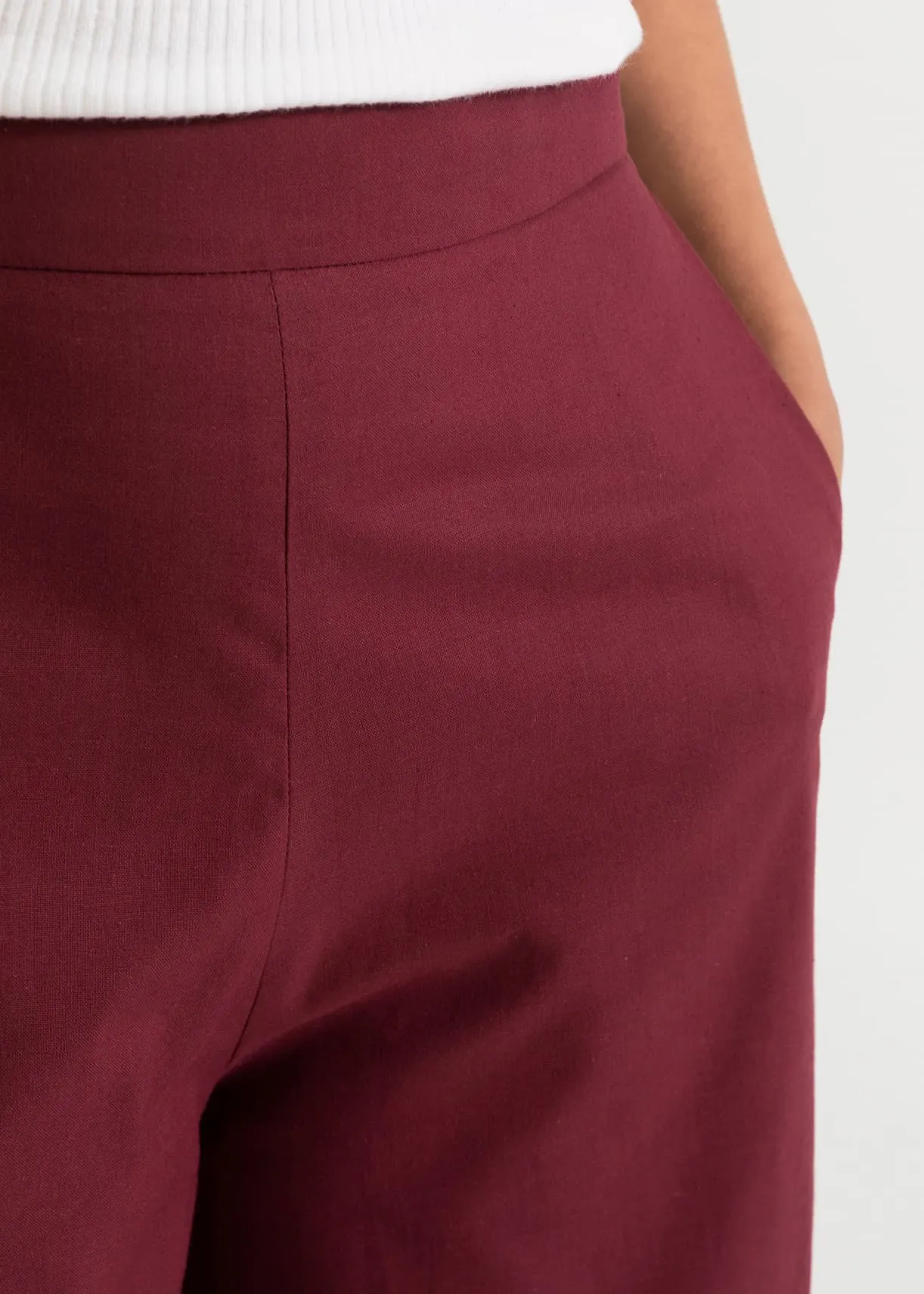 Women's Palazzo Cotton Pants Burgundy sold by Ivalo.com product image thumbnail 4