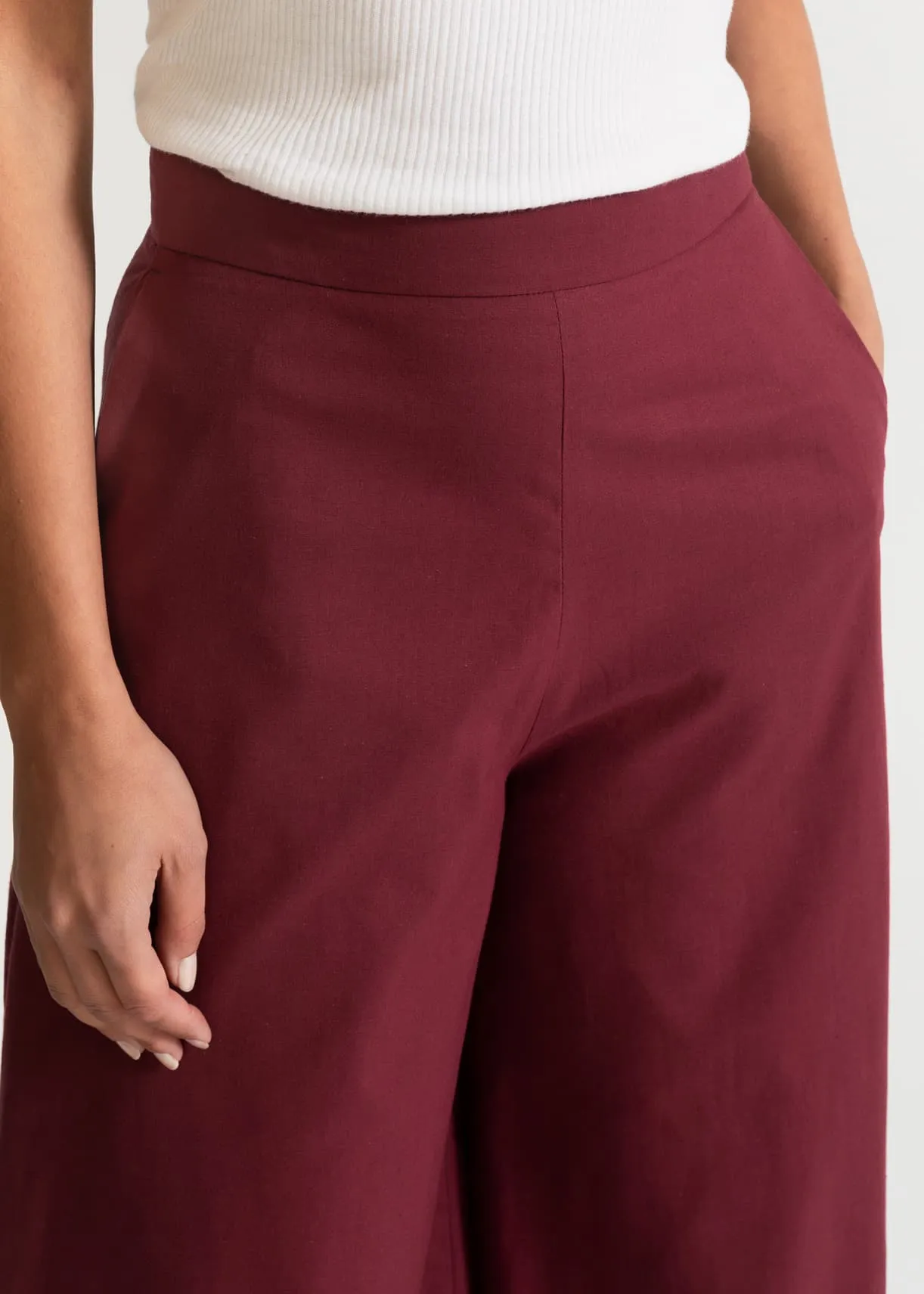 Women's Palazzo Cotton Pants Burgundy sold by Ivalo.com product image thumbnail 3