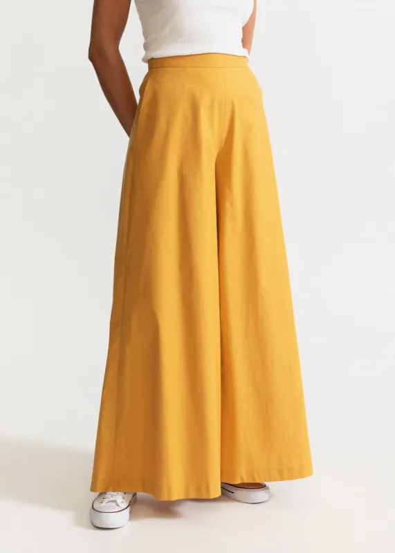 Women's Palazzo Cotton Pants  Mustard sold by Ivalo.com