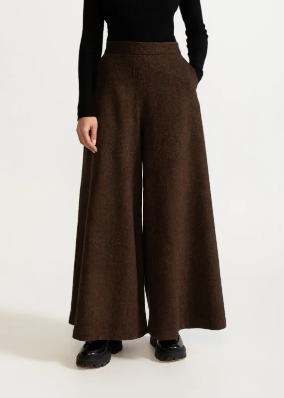 Women's Palazzo Wool Pants  Rustic Chestnut Brown sold by Ivalo.com