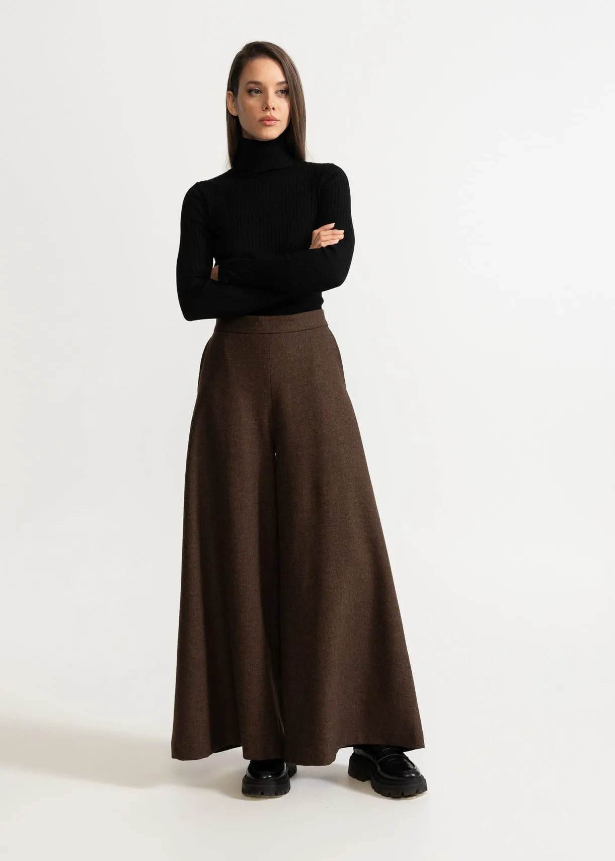 Women's Palazzo Wool Pants Mocha Brown sold by Ivalo.com product image thumbnail 5