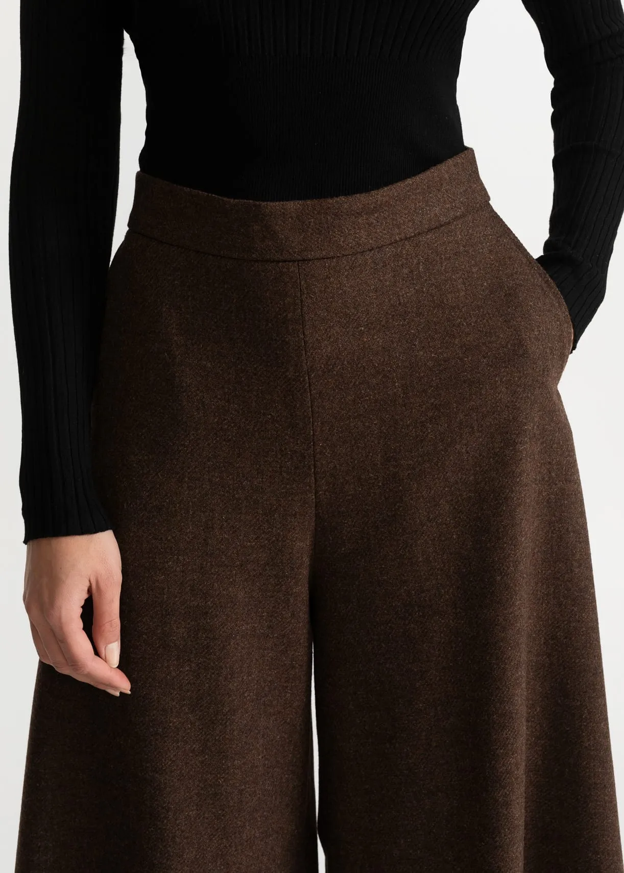 Women's Palazzo Wool Pants Mocha Brown sold by Ivalo.com product image thumbnail 3