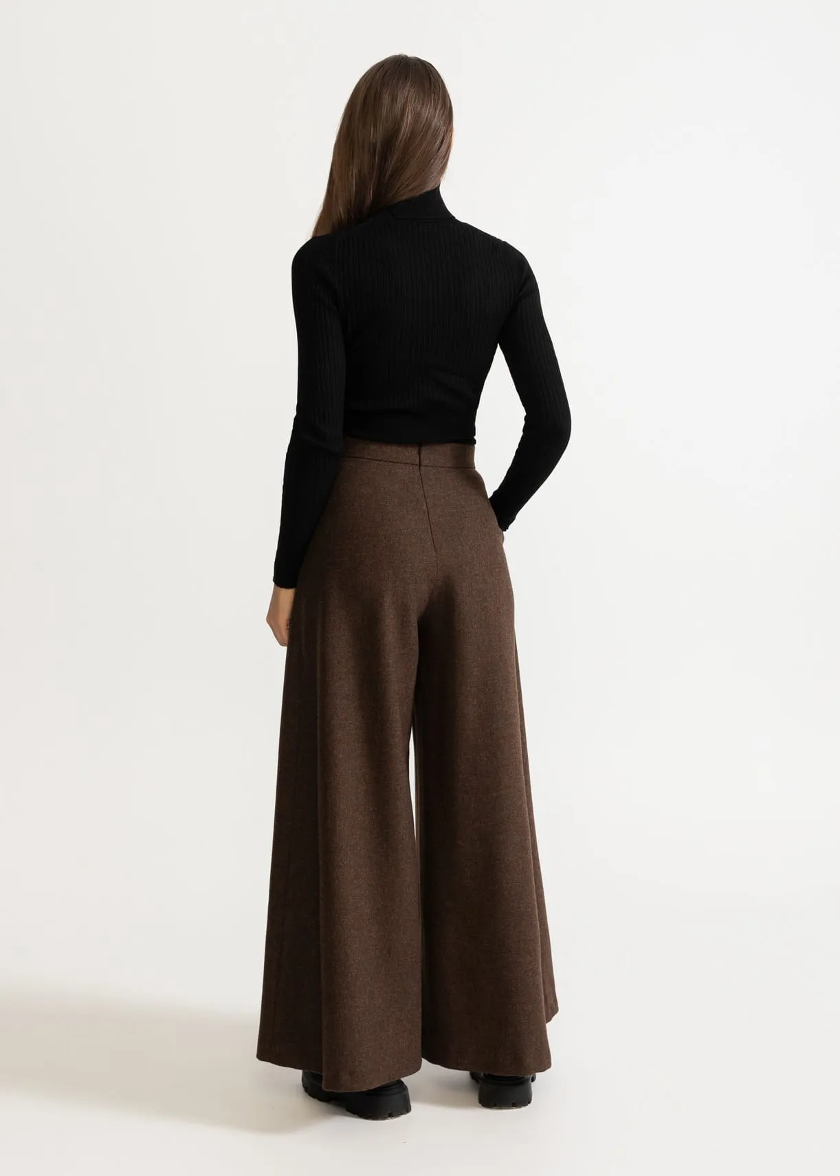 Women's Palazzo Wool Pants Mocha Brown sold by Ivalo.com product image thumbnail 2