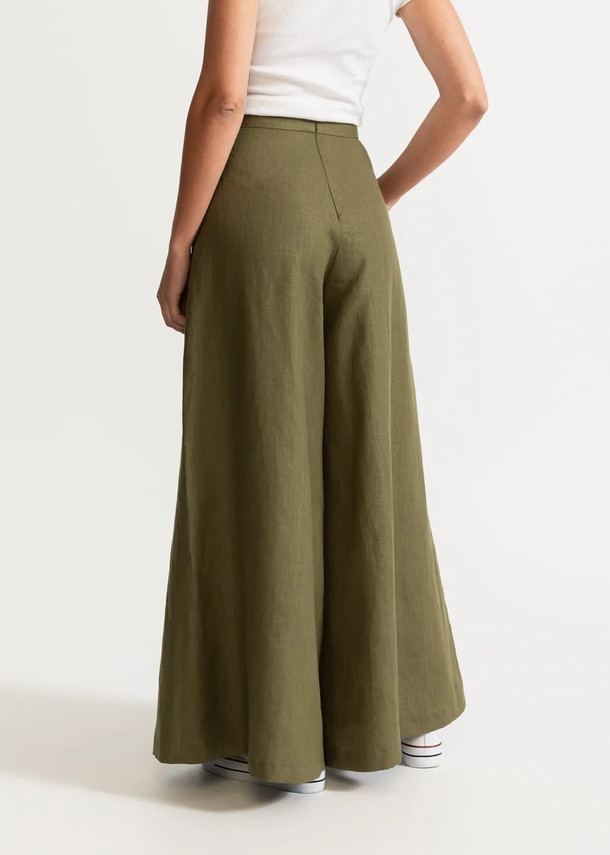 Women's Palazzo Linen Pants Khaki sold by Ivalo.com product image thumbnail 2