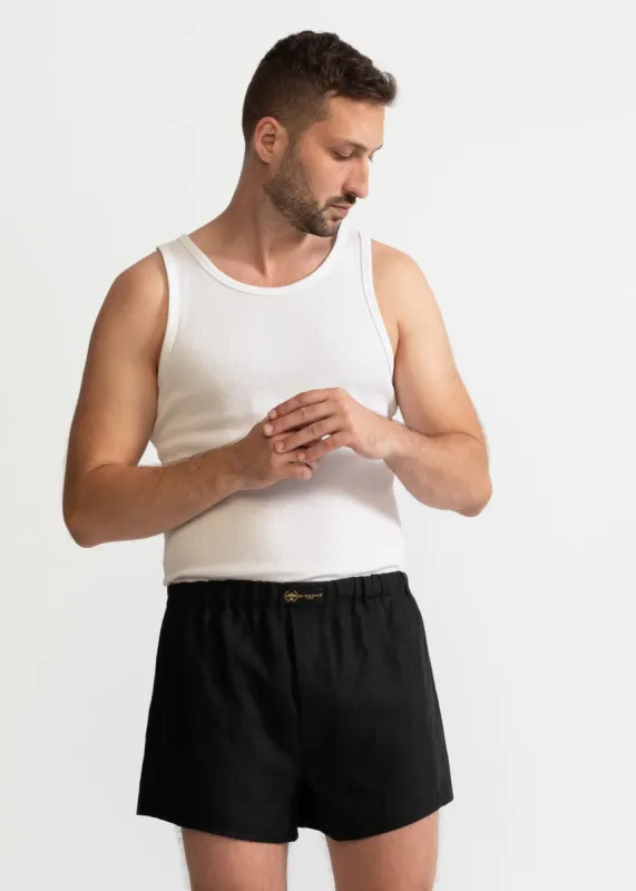 The Linen Boxer Shorts Black sold by Ivalo.com