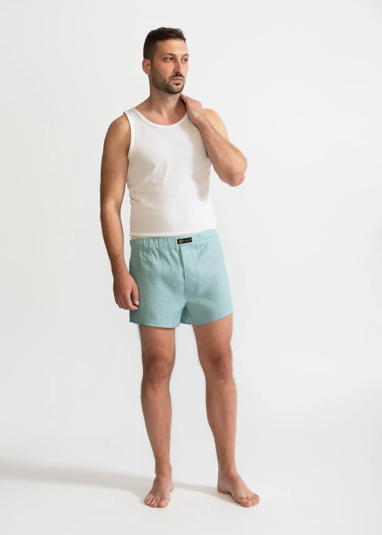 The Linen Boxer Shorts Aqua Blue sold by Ivalo.com product image thumbnail 3