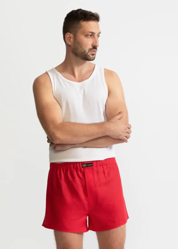 The Linen Boxer Shorts Red sold by Ivalo.com
