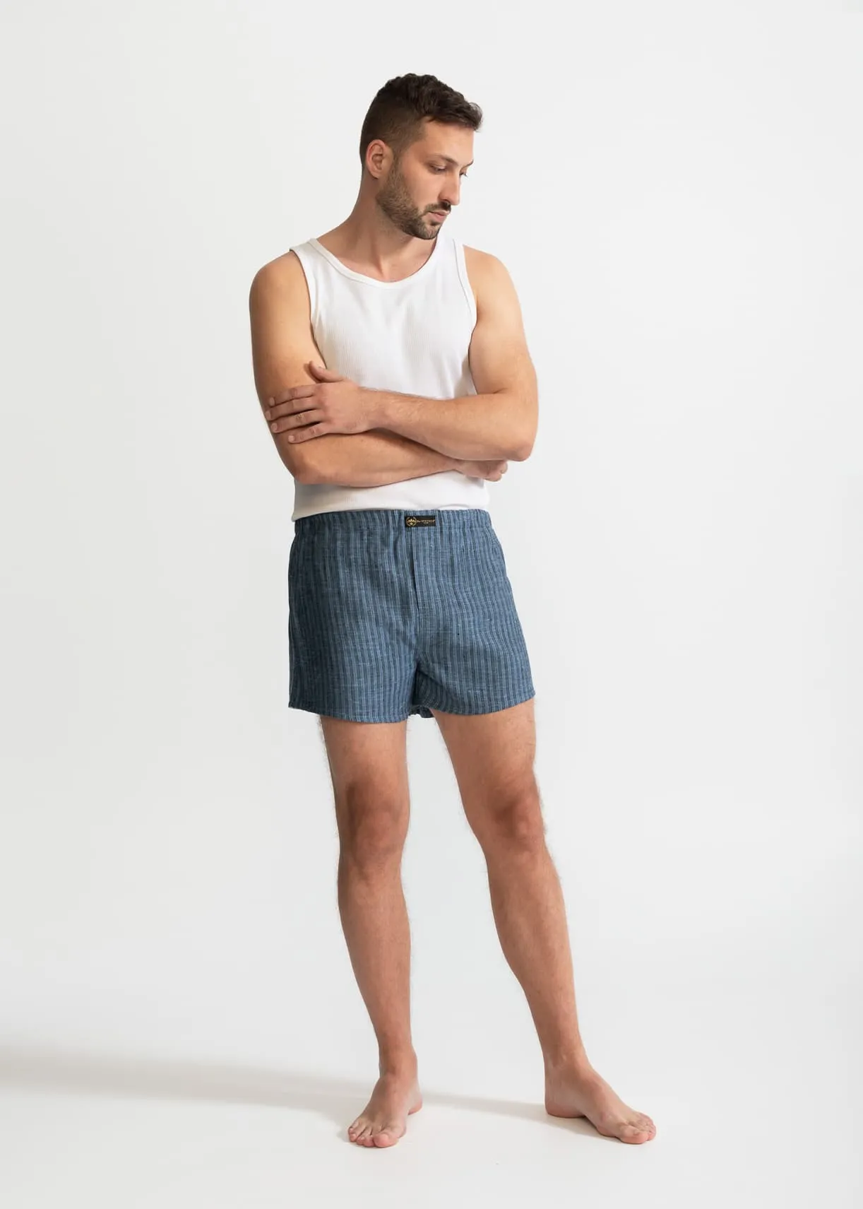 The Linen Boxer Shorts Grey Stripes sold by Ivalo.com product image thumbnail 3