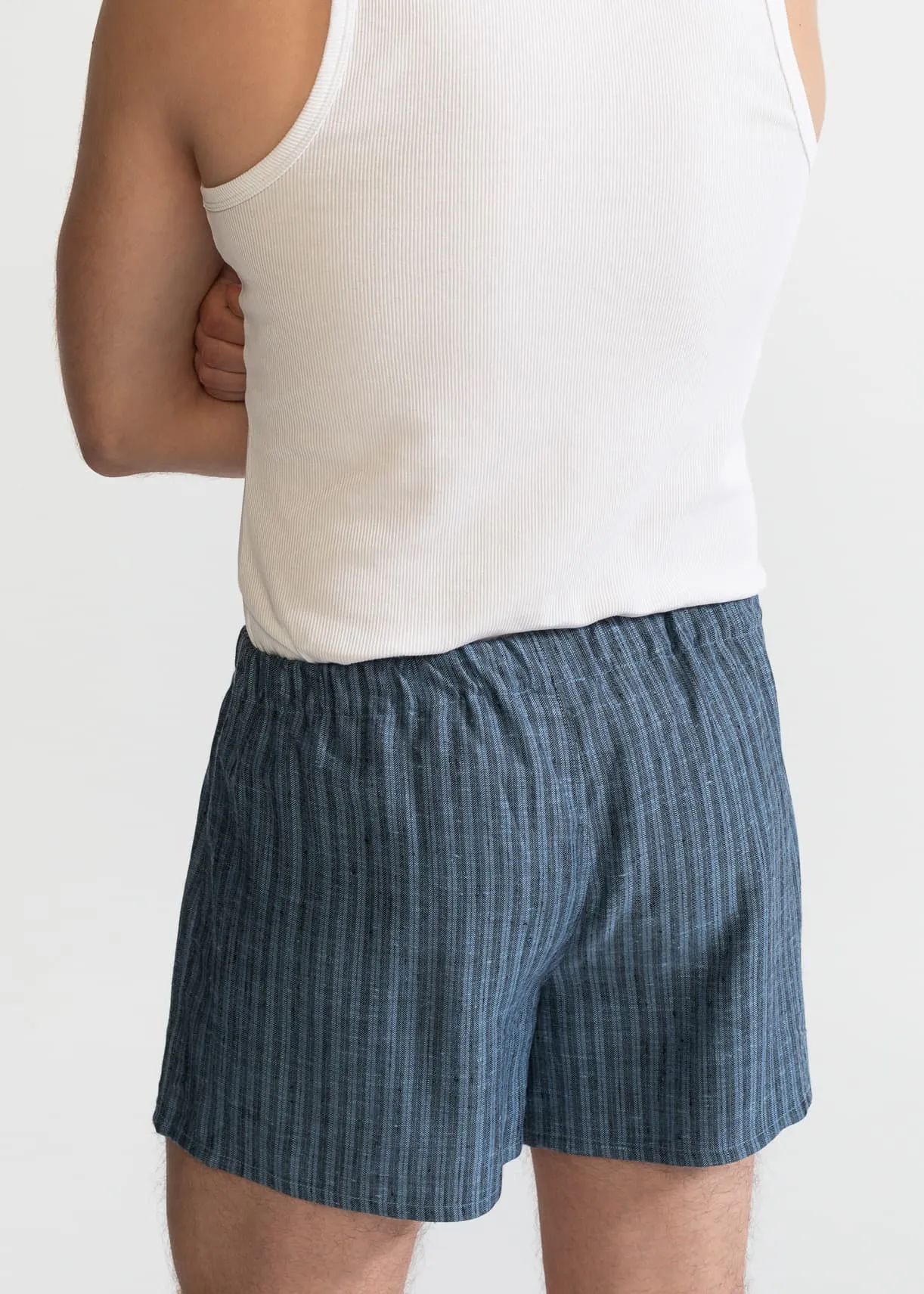 The Linen Boxer Shorts Grey Stripes sold by Ivalo.com product image thumbnail 2
