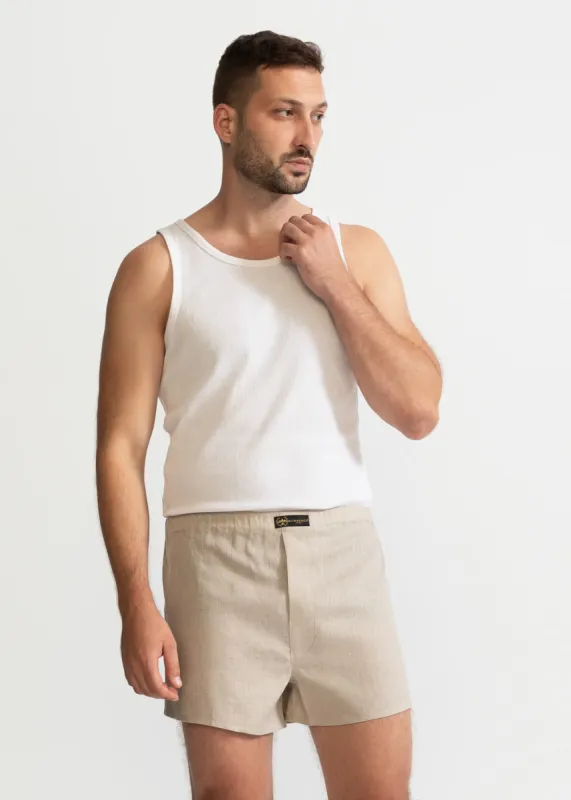 The Linen Boxer Shorts Natural Beige sold by Ivalo.com