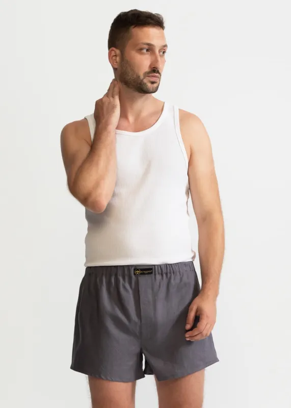 The Linen Boxer Shorts  Grey sold by Ivalo.com