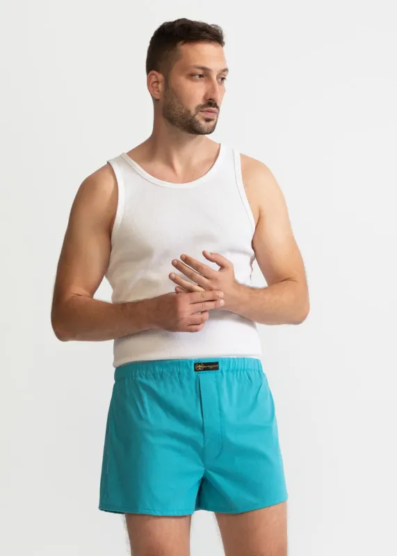 The Cotton Boxer Shorts Aqua Blue sold by Ivalo.com