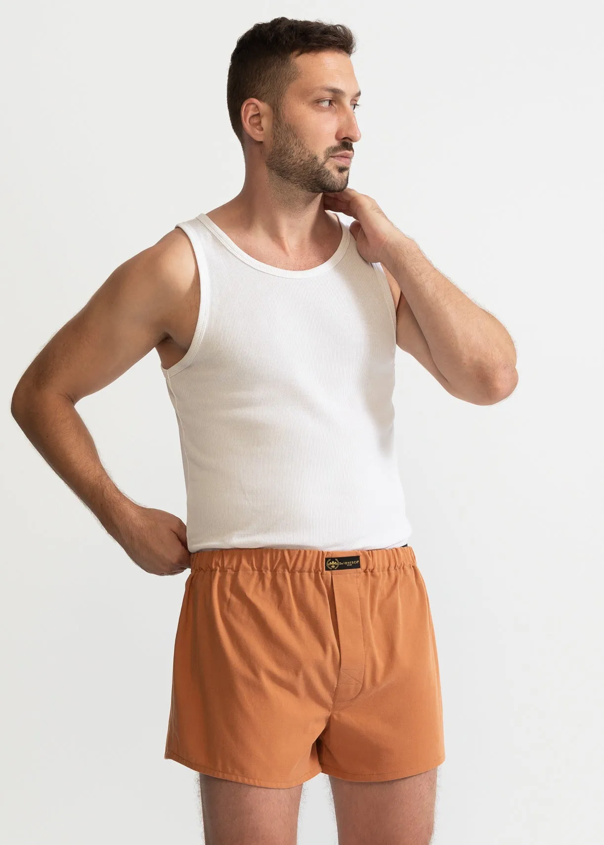 The Cotton Boxer Shorts Camel Brown sold by Ivalo.com