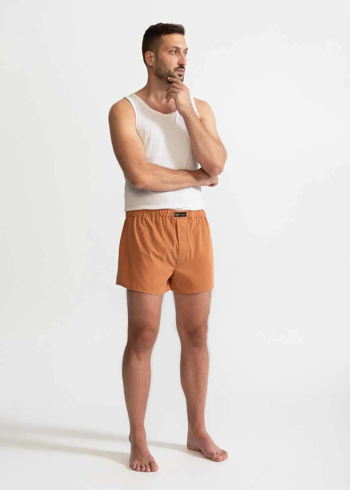 The Cotton Boxer Shorts Camel Brown sold by Ivalo.com product image thumbnail 3