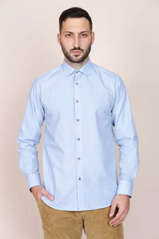 The Calimani Cotton Shirt Light Blue Stripes sold by Ivalo.com
