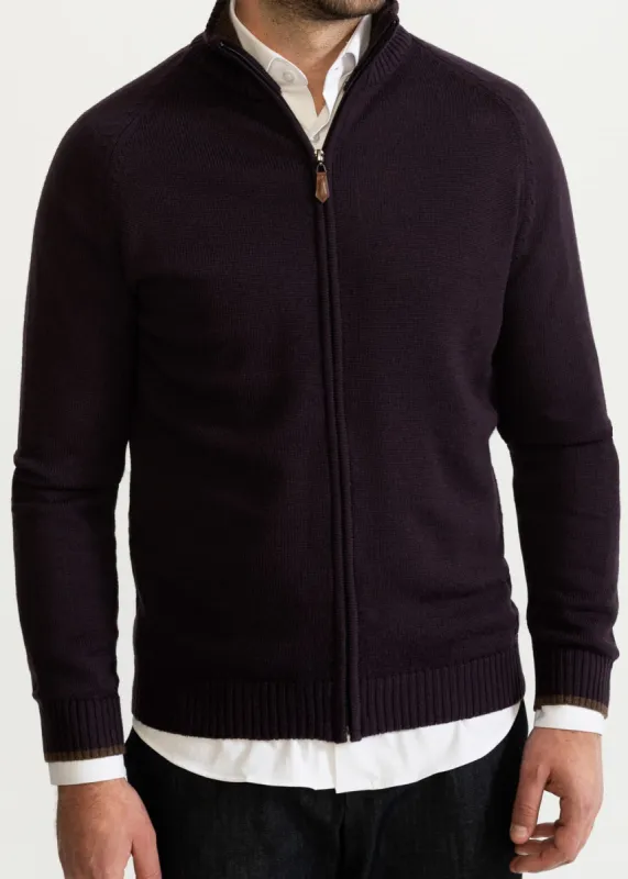 The Rodna 100% Wool Cardigan Eggplant Purple sold by Ivalo.com