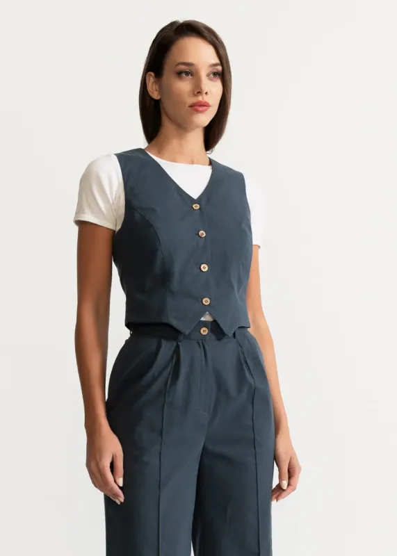 Women's Figa Organic Cotton Waistcoat  Grey sold by Ivalo.com