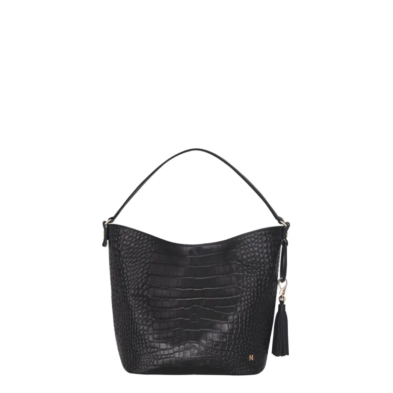 Hobo Bag Midi No. 302 Croco Black sold by Ivalo.com