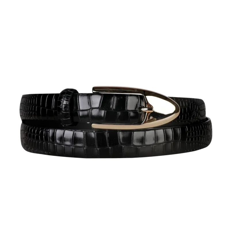 No. 1 Elegant Thin Belt Croco Black sold by Ivalo.com