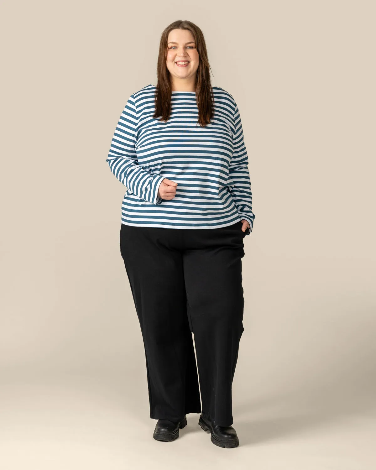 Boat Neck Shirt Petrol Stripe sold by Ivalo.com product image thumbnail 5