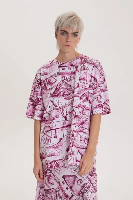 Vizitke Oversized T-shirt Farm Pink sold by Ivalo.com