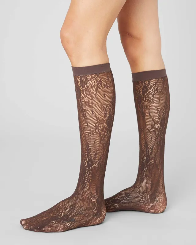 Rosa Lace Knee-Highs Dark Brown sold by Ivalo.com