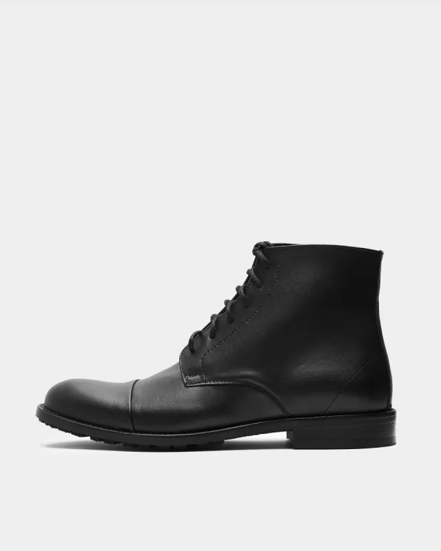 Laced-Up Vegan Corn Leather Ankle Boots Black sold by Ivalo.com