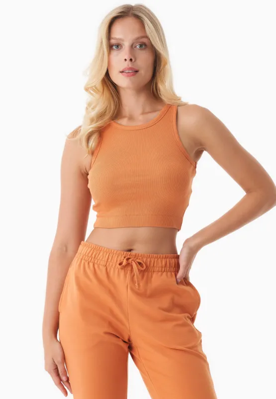 Sonnia Cropped Organic Cotton Rib Top Apricot Tan sold by Ivalo.com