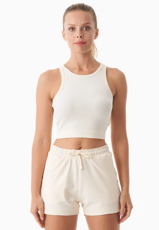 Sonnia Cropped Organic Cotton Rib Top Off White sold by Ivalo.com