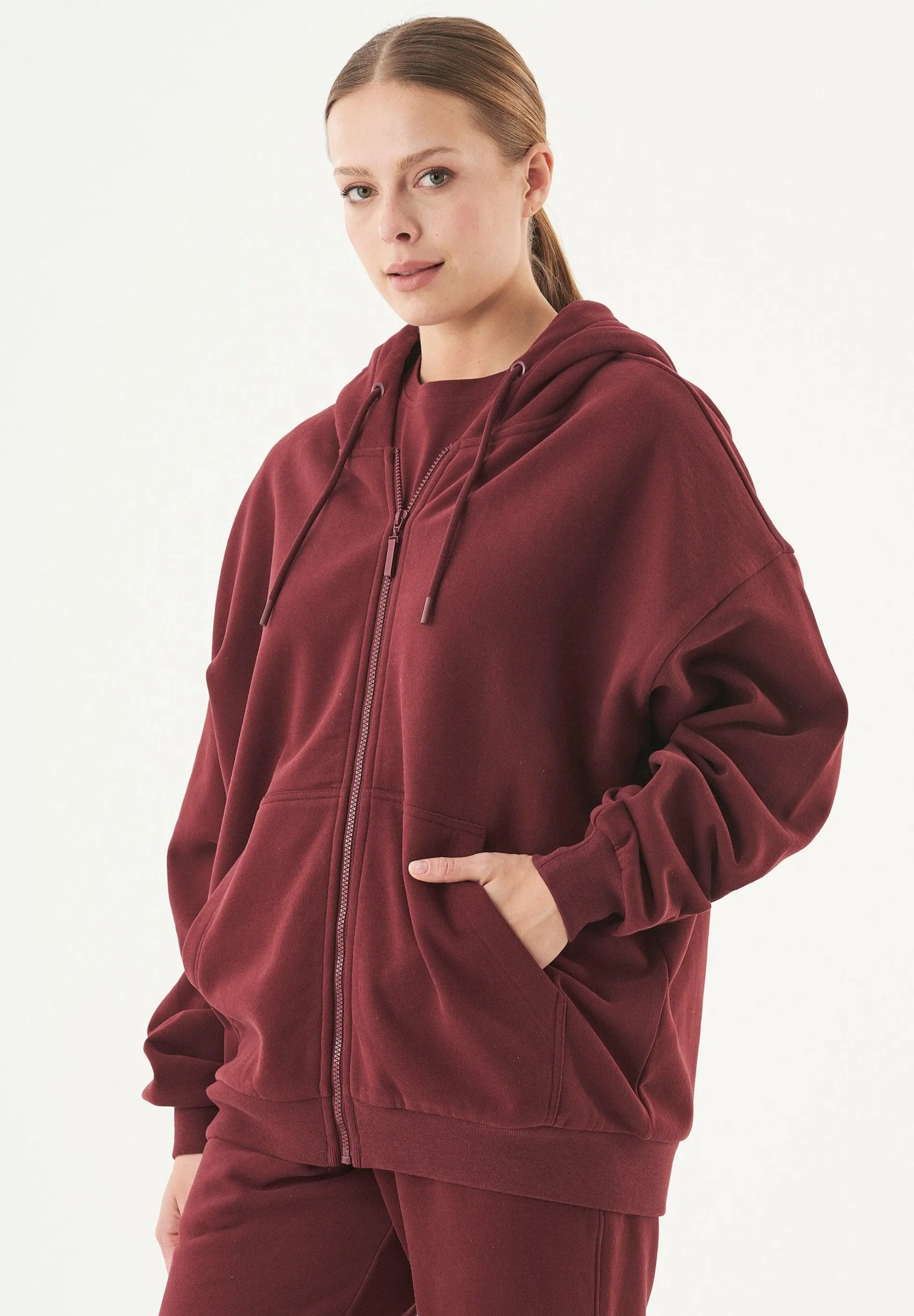 Jale Soft Touch Organic Cotton Sweat Jacket Bordeaux sold by Ivalo.com product image thumbnail 4