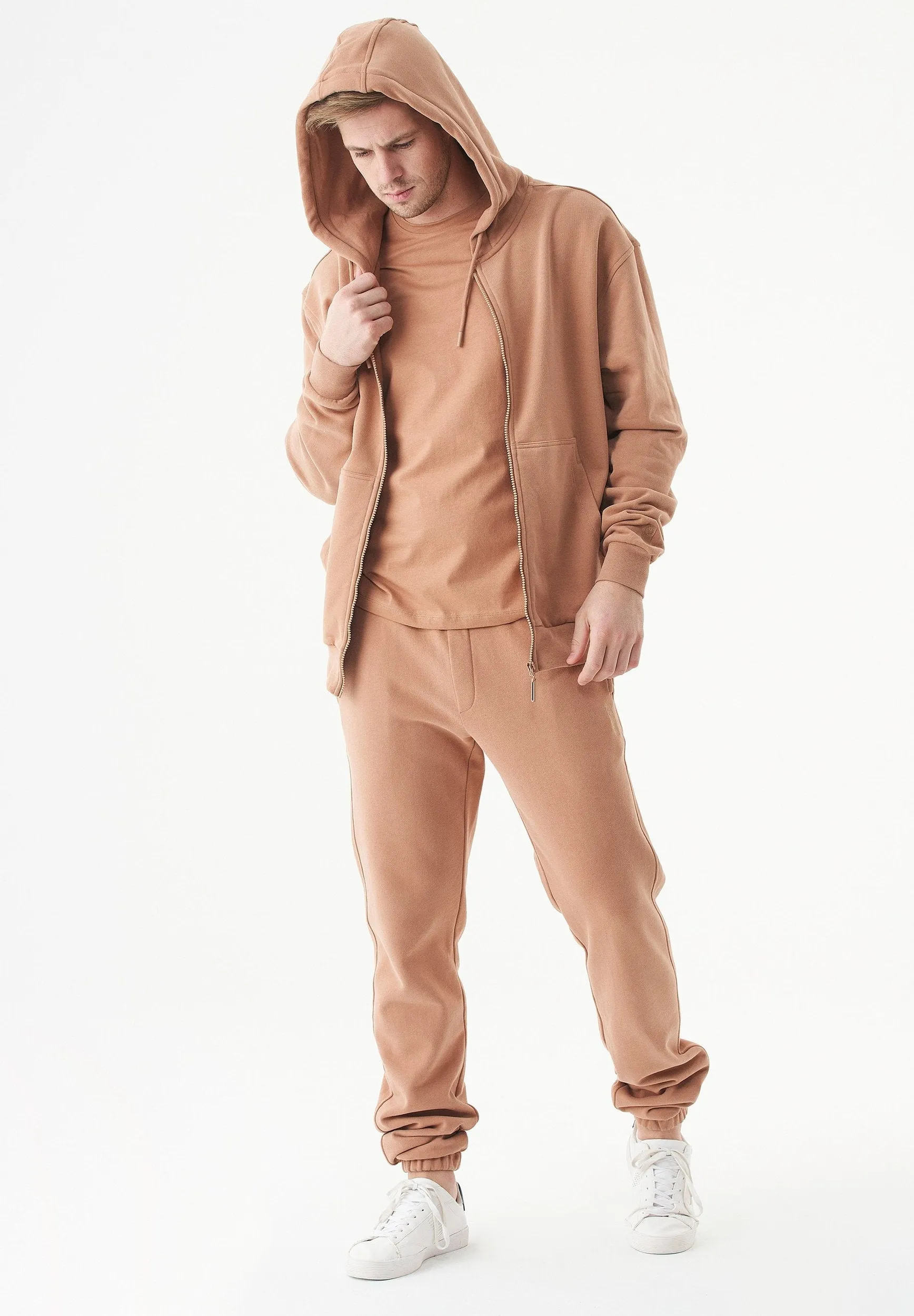 Junda Unisex Soft Touch Organic Cotton Sweat Jacket Light Brown sold by Ivalo.com product image thumbnail 5