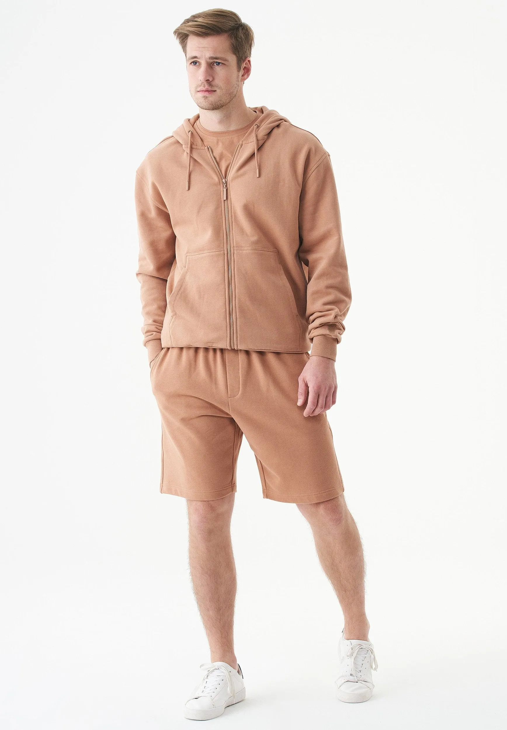 Junda Unisex Soft Touch Organic Cotton Sweat Jacket Light Brown sold by Ivalo.com product image thumbnail 3