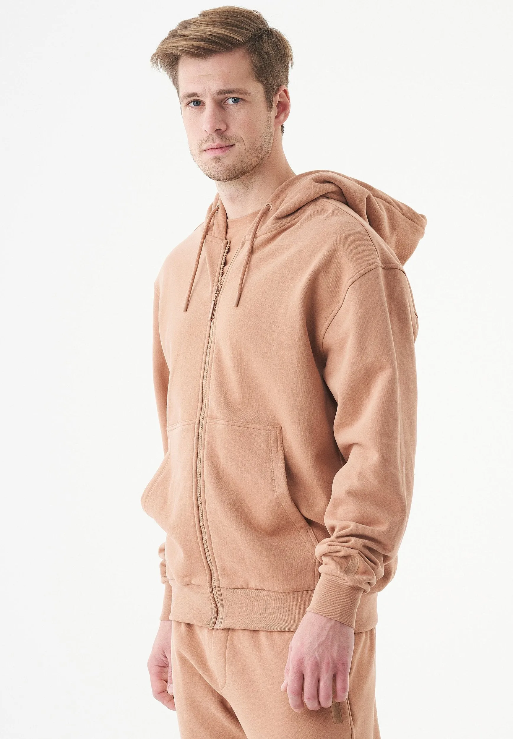 Junda Unisex Soft Touch Organic Cotton Sweat Jacket Light Brown sold by Ivalo.com product image thumbnail 4