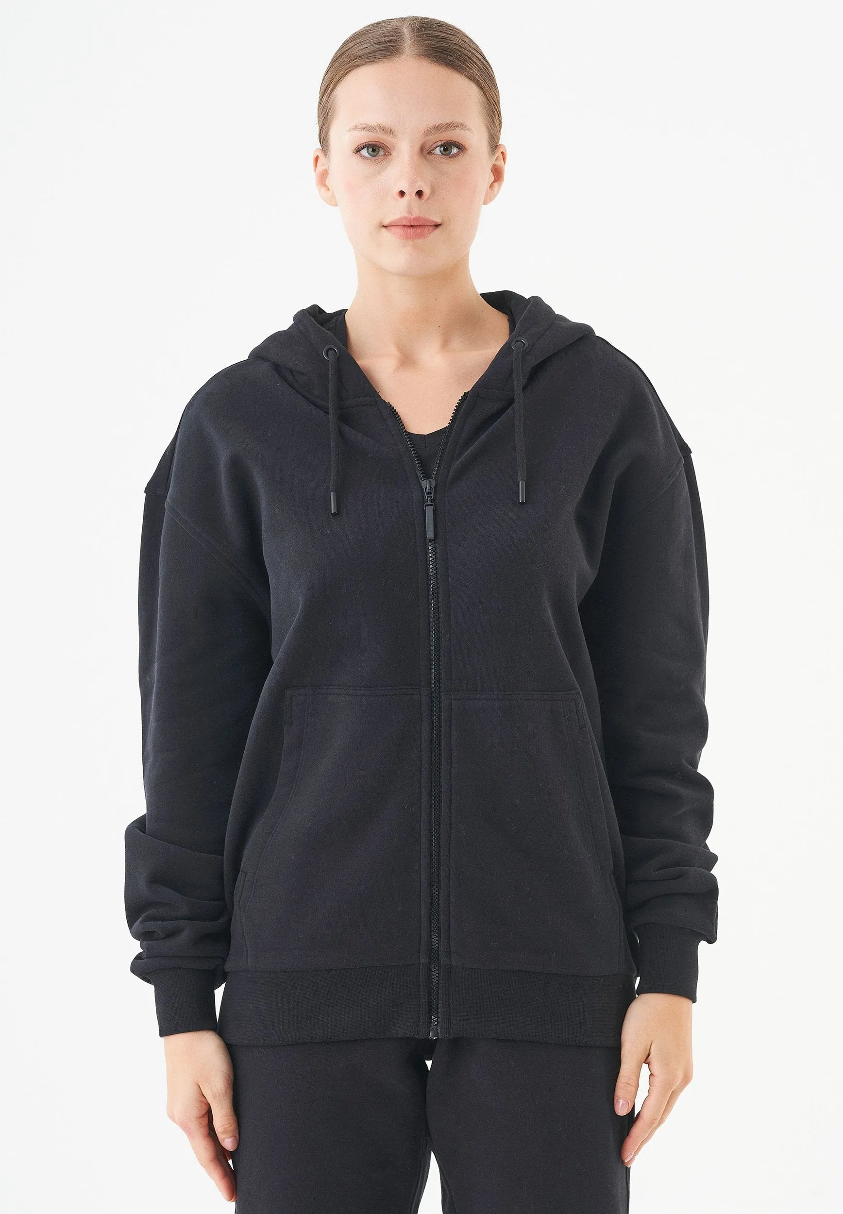 Junda Unisex Soft Touch Organic Cotton Sweat Jacket Black sold by Ivalo.com