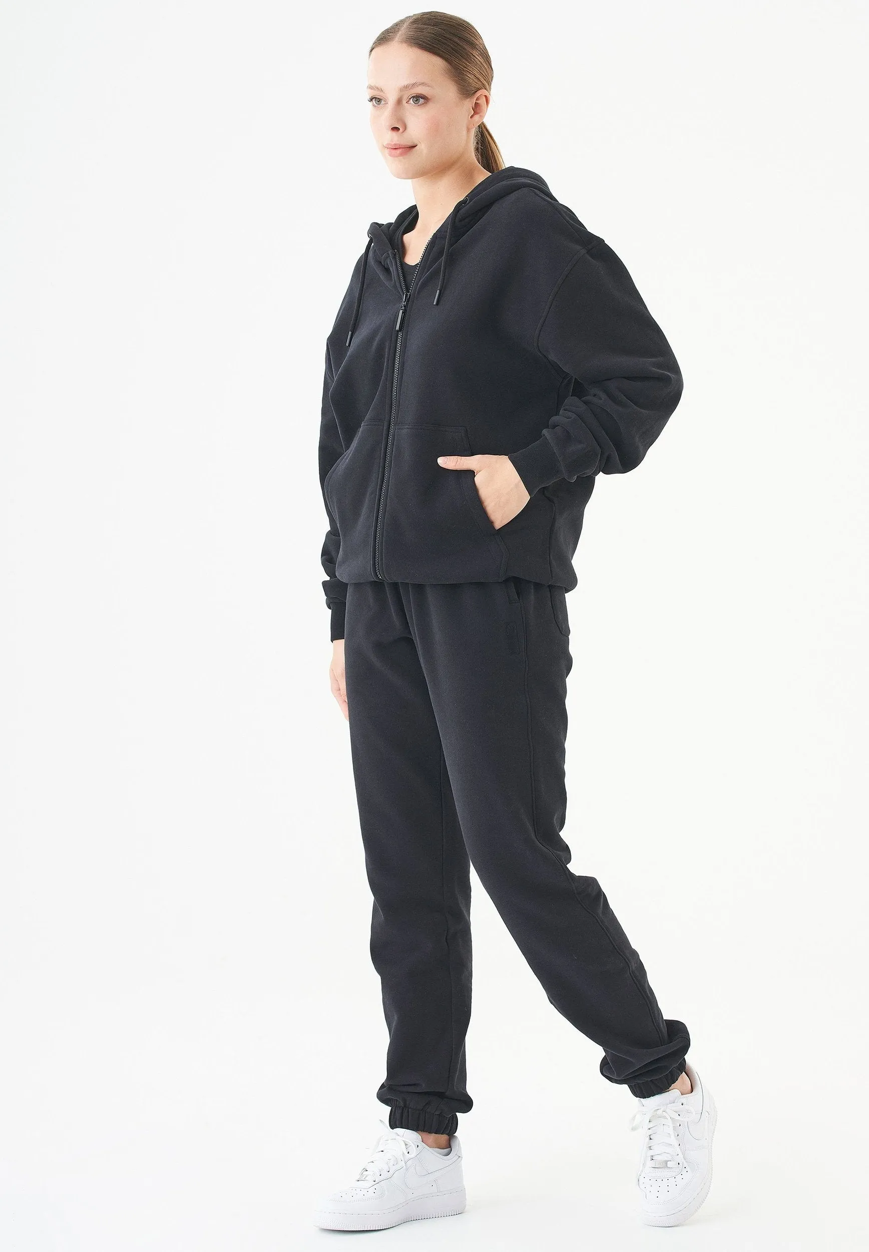 Junda Unisex Soft Touch Organic Cotton Sweat Jacket Black sold by Ivalo.com product image thumbnail 3