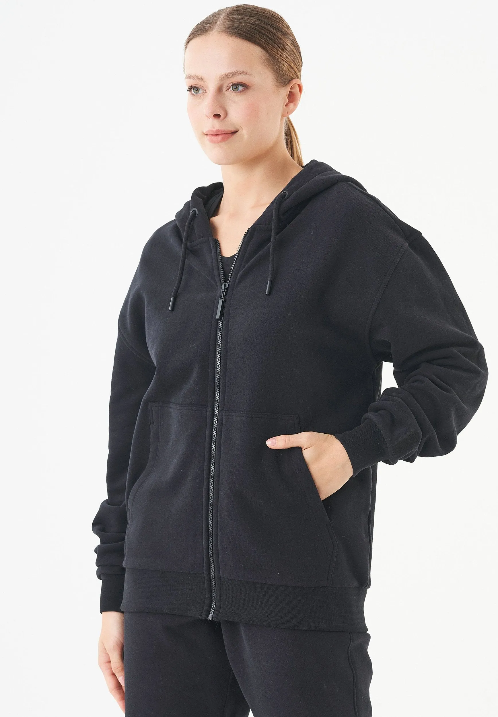Junda Unisex Soft Touch Organic Cotton Sweat Jacket Black sold by Ivalo.com product image thumbnail 4