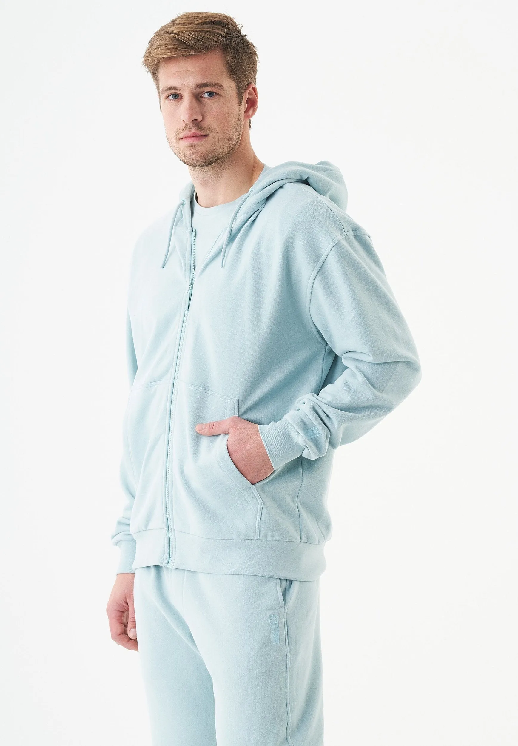 Junda Unisex Soft Touch Organic Cotton Sweat Jacket Mint Blue sold by Ivalo.com product image thumbnail 4