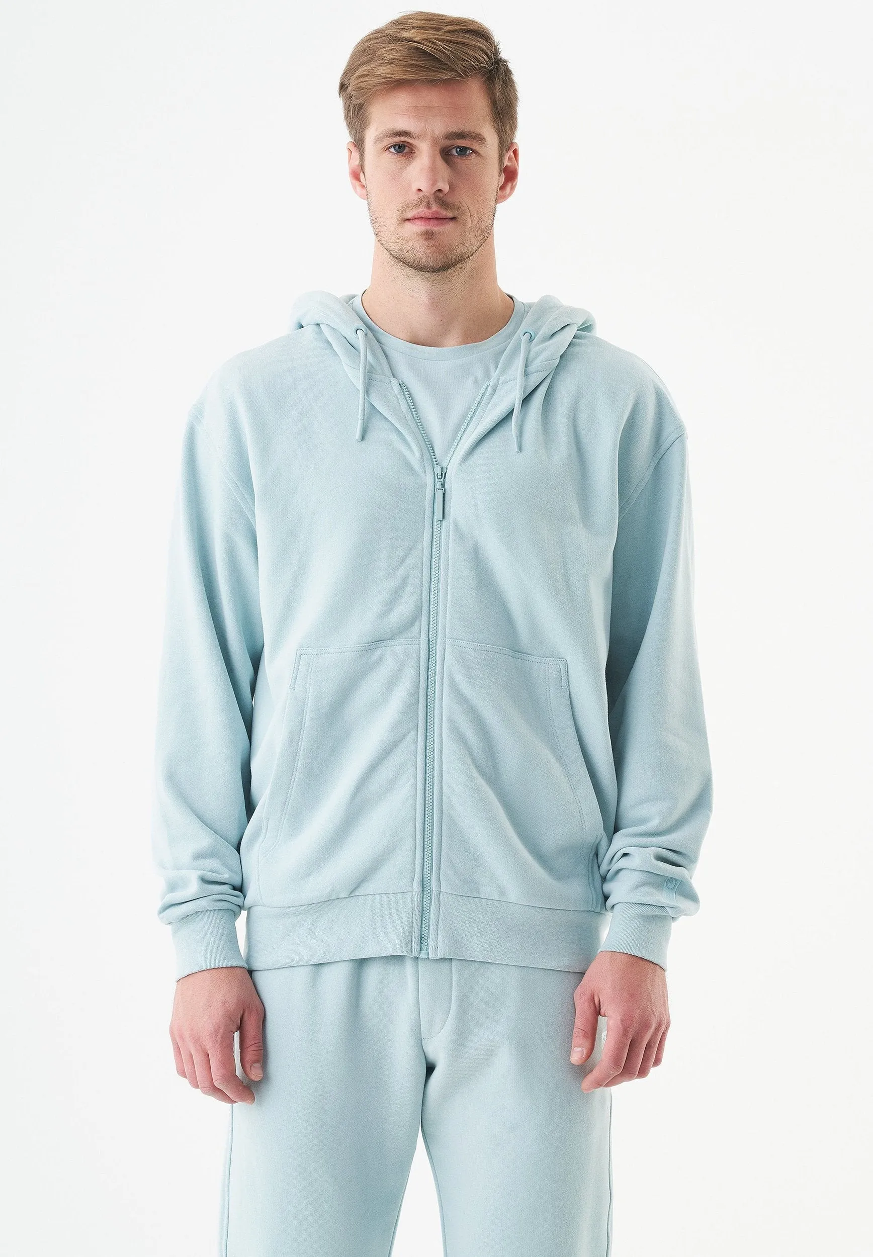 Junda Unisex Soft Touch Organic Cotton Sweat Jacket Mint Blue sold by Ivalo.com