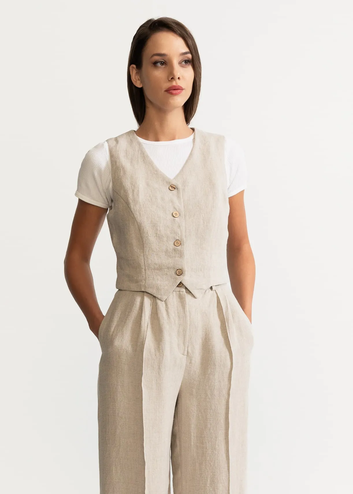 The Figa Hemp Waistcoat Natural sold by Ivalo.com