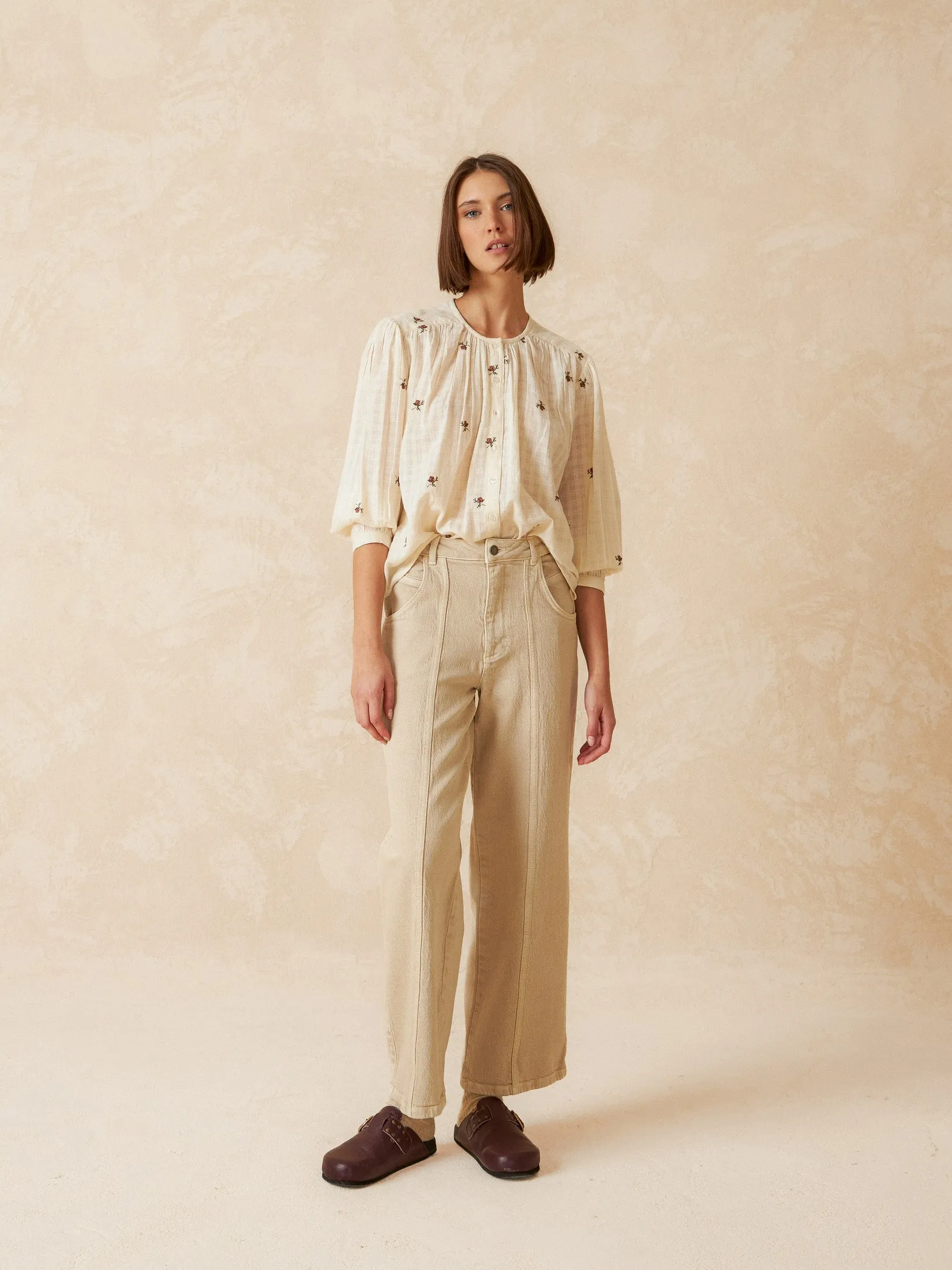 Embroidered Gauze Shirt Yellow sold by Ivalo.com product image thumbnail 4