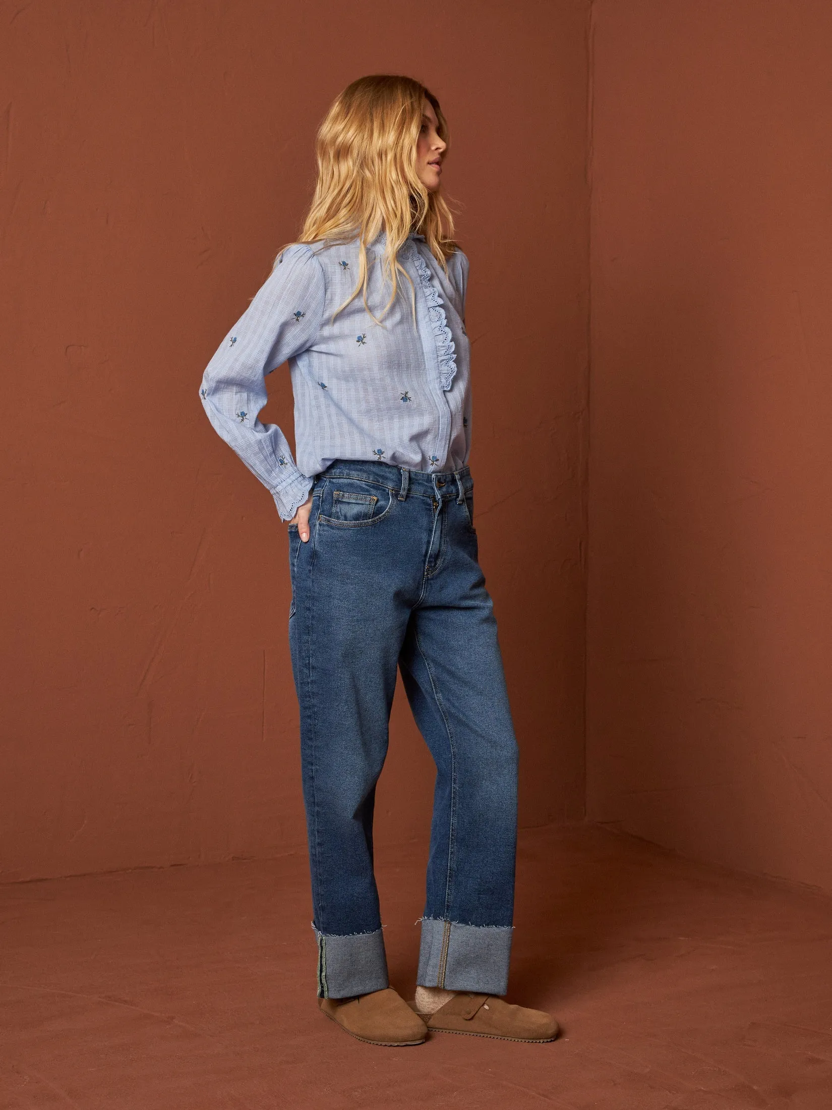 Embroidered Gauze Shirt Blue sold by Ivalo.com product image thumbnail 4