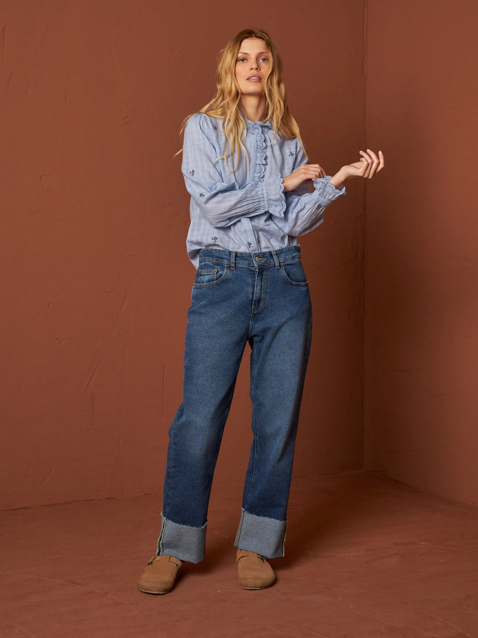 Embroidered Gauze Shirt Blue sold by Ivalo.com product image thumbnail 2