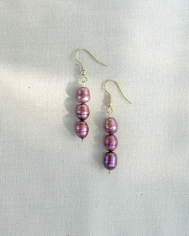 Lilac Earrings Dark Purple/Gold sold by Ivalo.com