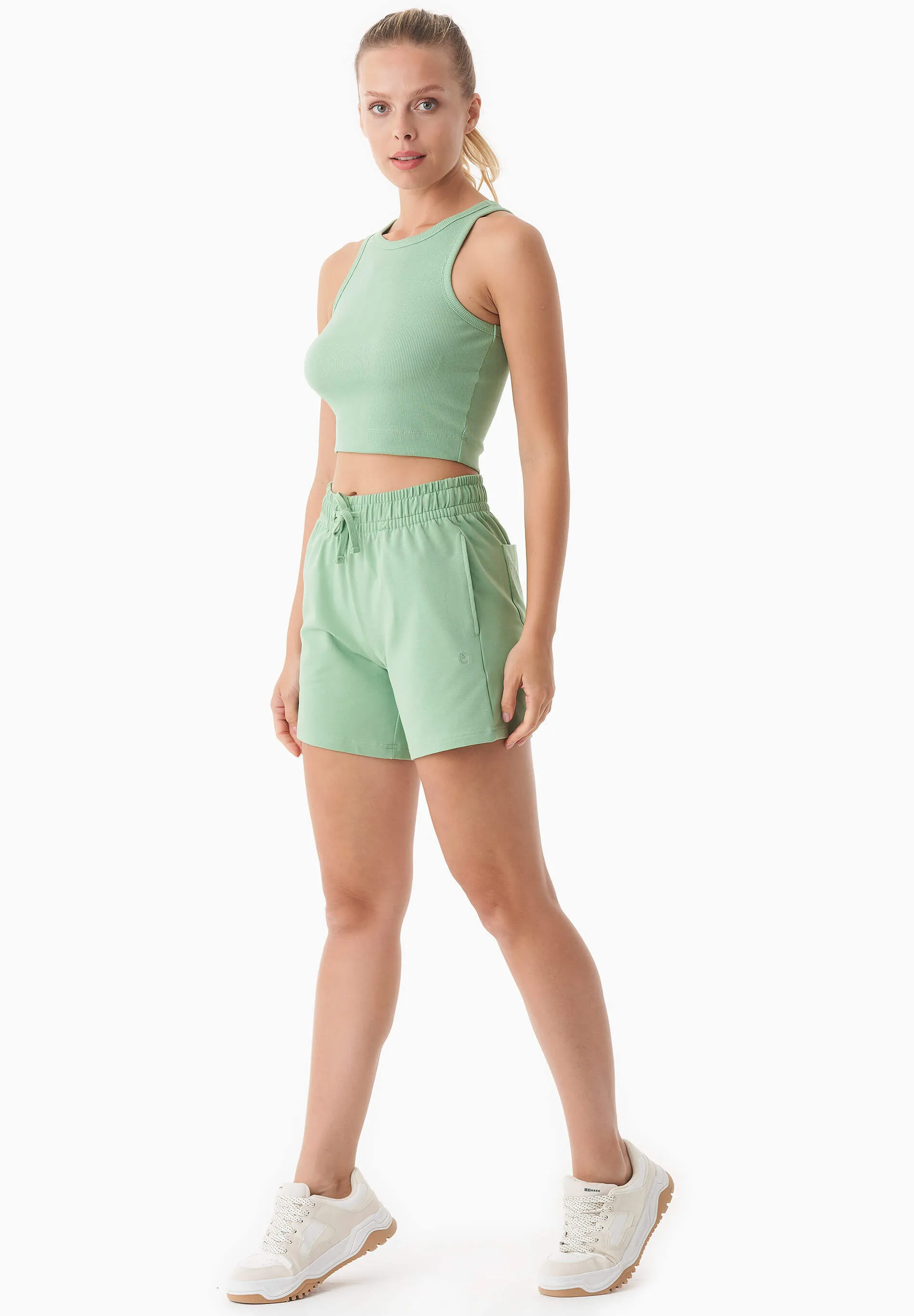 Sabbrina Light Organic Cotton Sweatshorts Mineral Green sold by Ivalo.com