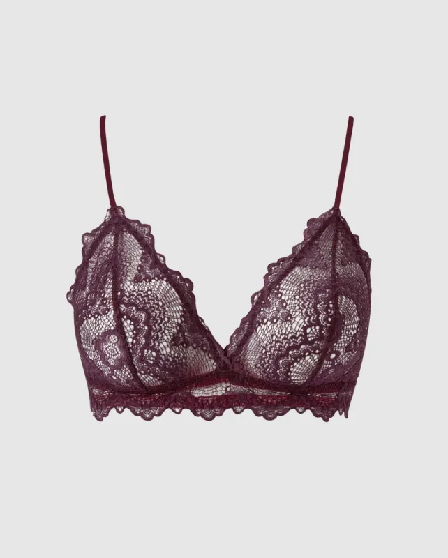 Lace Triangle Bralette Cherry sold by Ivalo.com