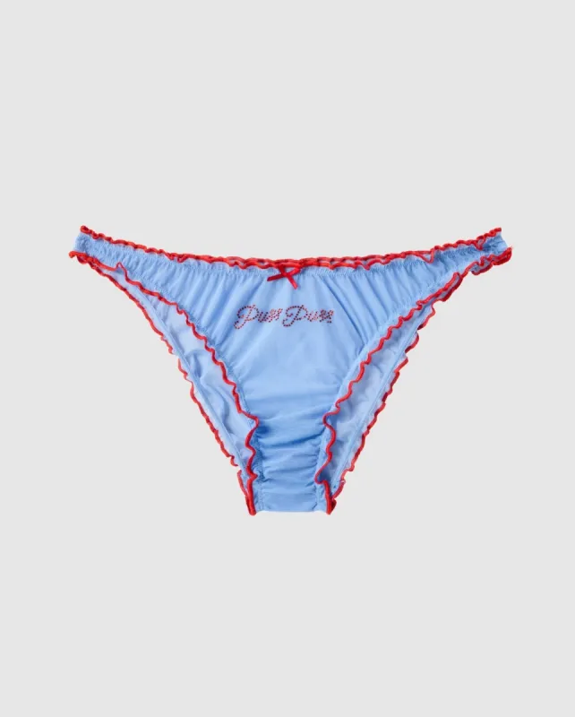 Mesh Ruffle Bikini Briefs Light Blue / Fiery Red sold by Ivalo.com