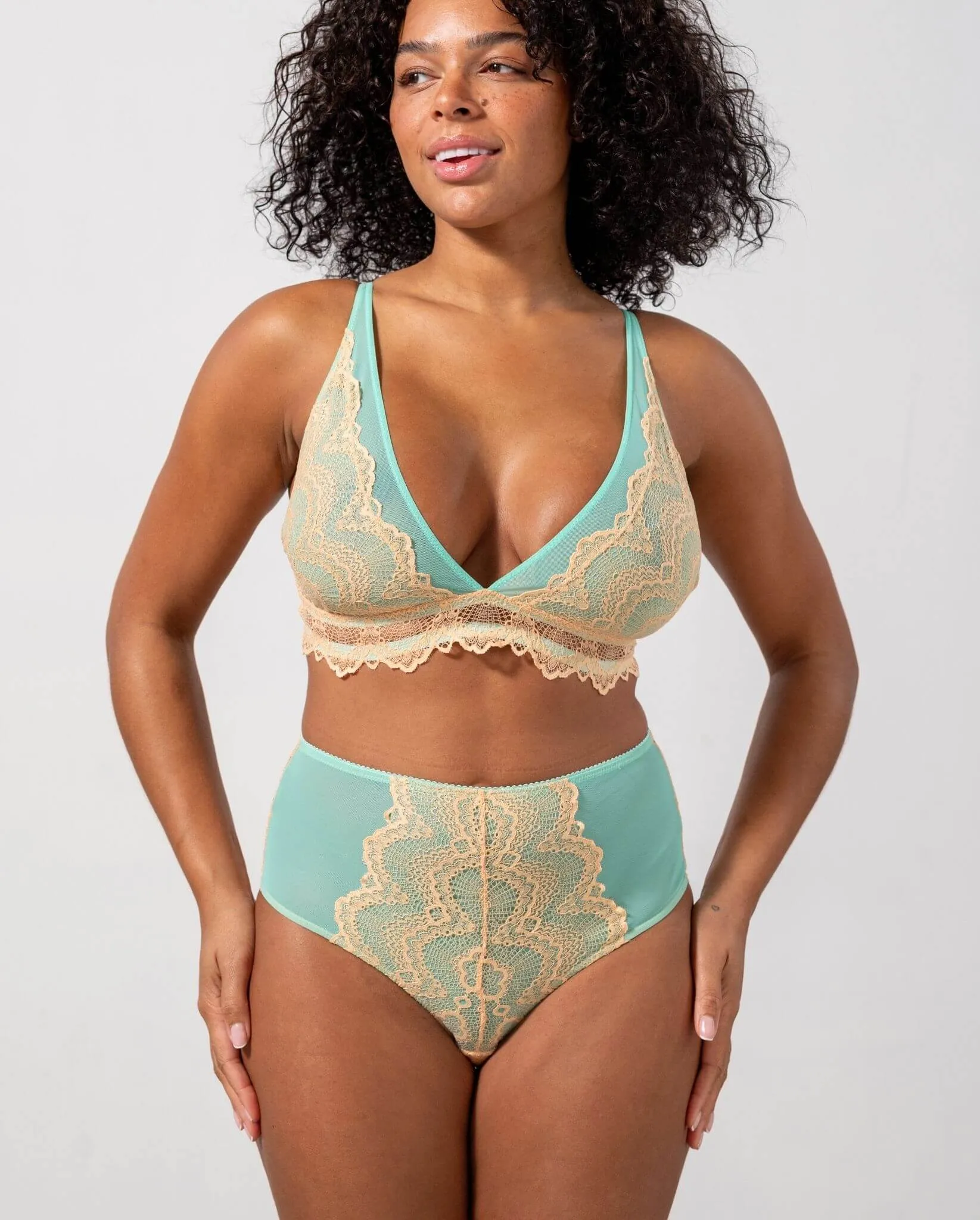 Lace Highwaist Briefs Peach/Turquoise sold by Ivalo.com product image thumbnail 4