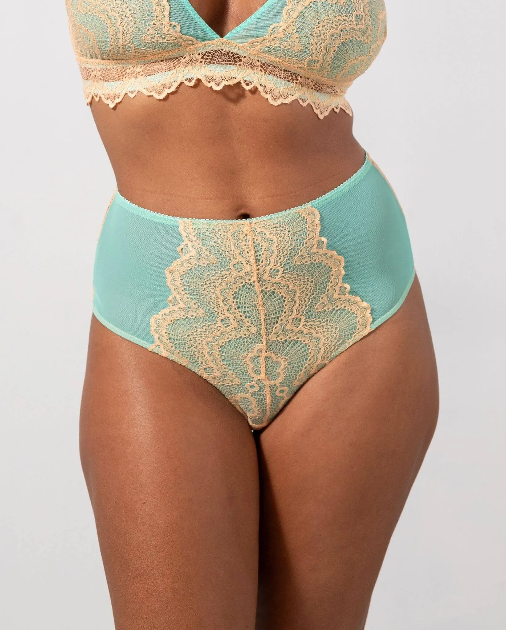 Lace Highwaist Briefs Peach/Turquoise sold by Ivalo.com product image thumbnail 2