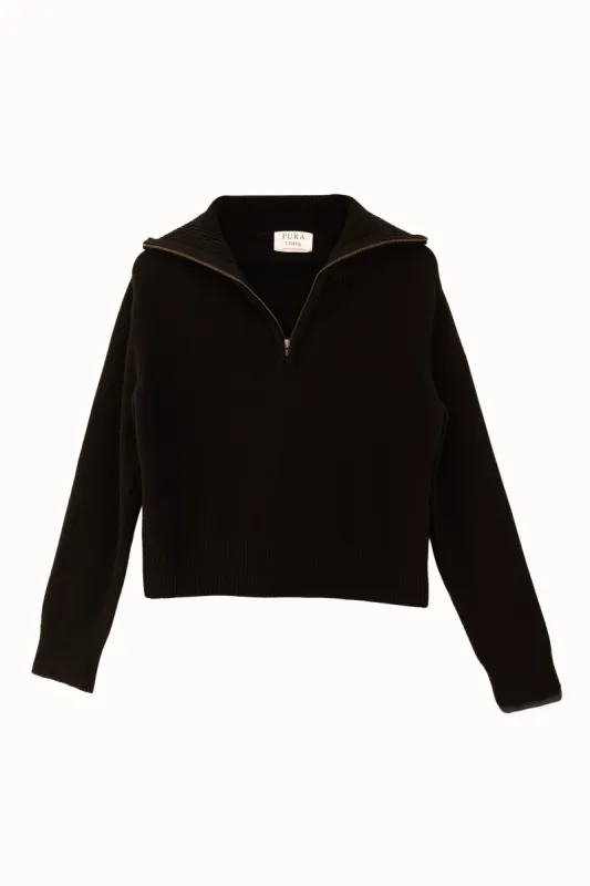 Cashmere Silk Half Zip Sweater Black sold by Ivalo.com